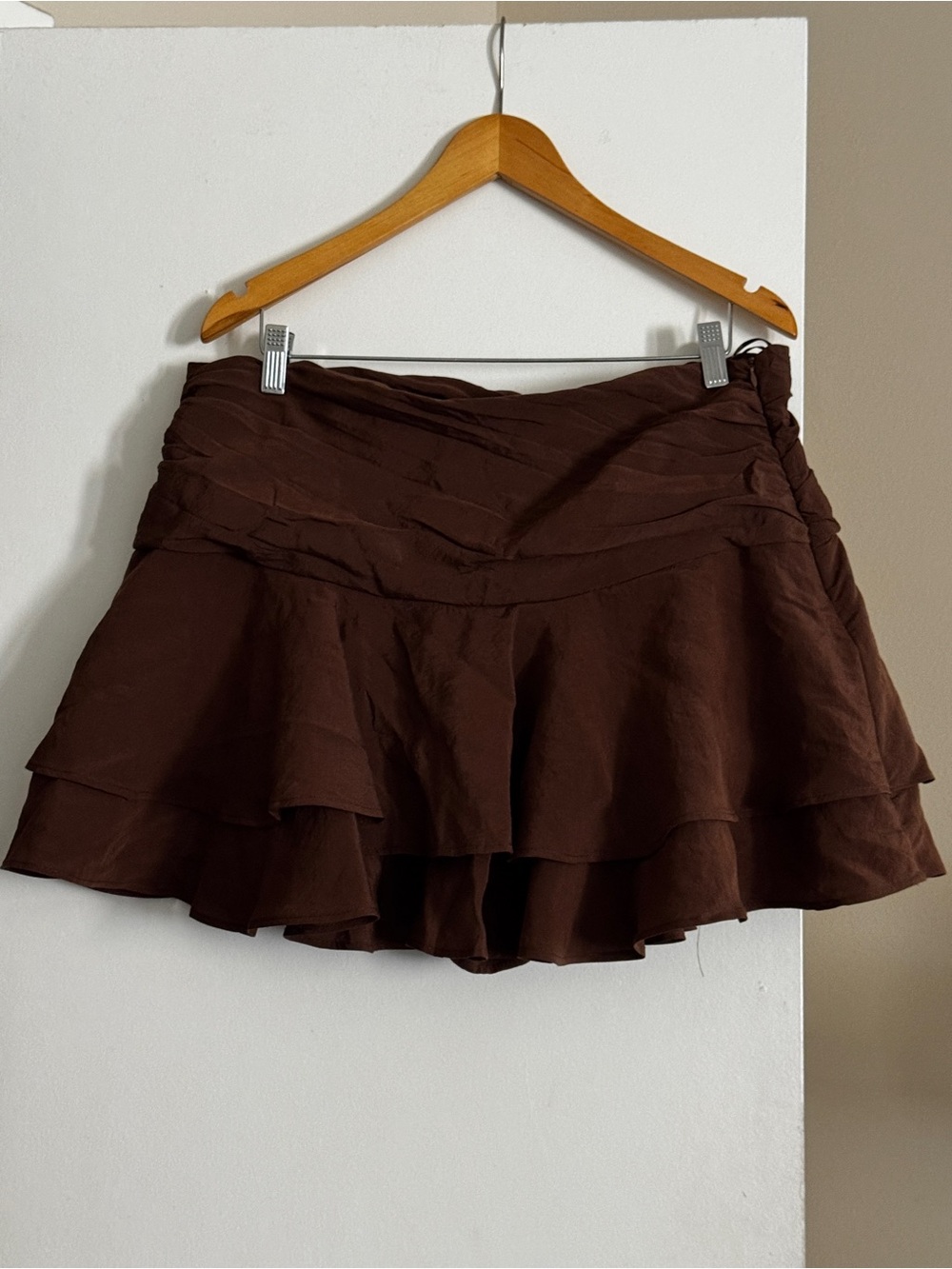 Zara Brown Tiered Ruffle Women's Shorts Skirt